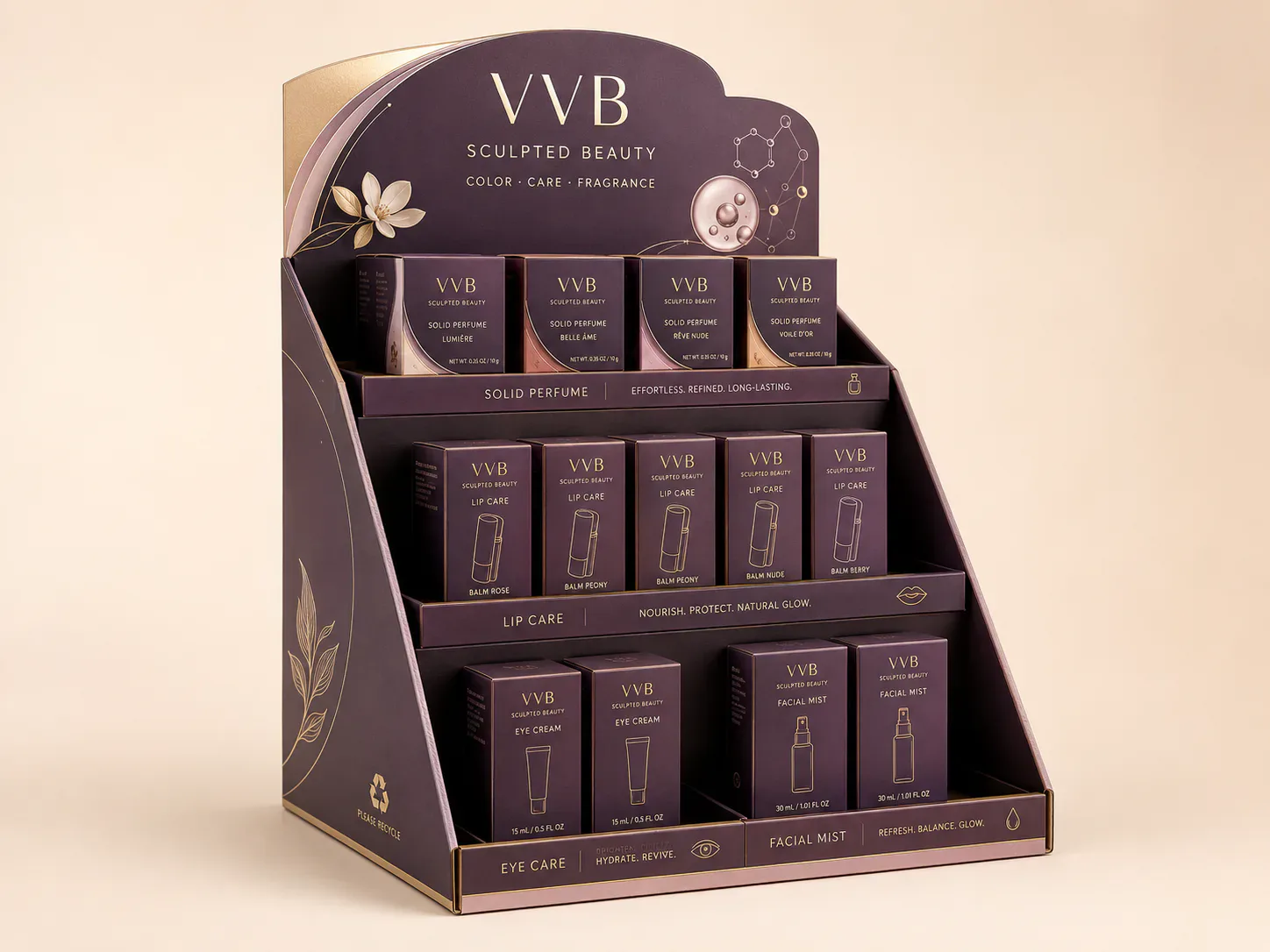 Beauty product cardboard display stands